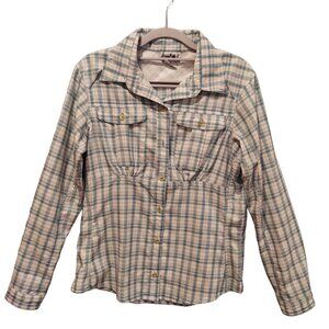 Rugged Exposure Vented Blouse womens M outdoor roll tab sleeve button up plaid